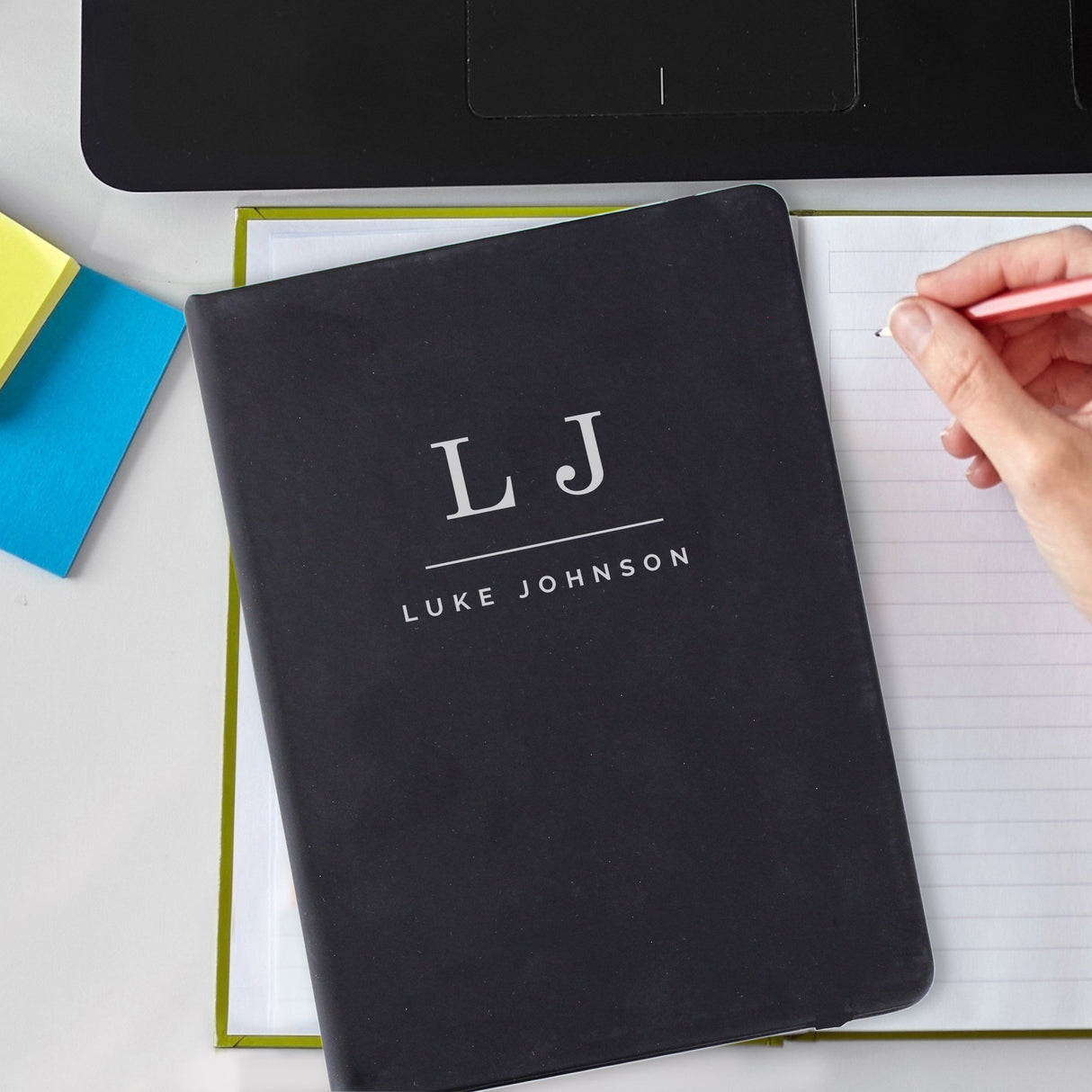 Personalised Initials Black Hardback Notebook - Shop Notebooks At Gift Moments - 1