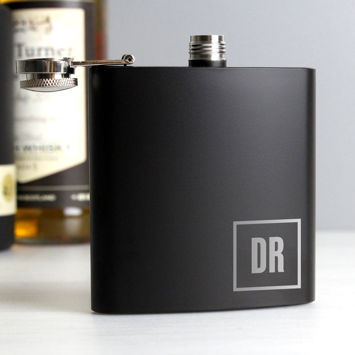 Personalised Initials Black Hip Flask: 1 - Hip Flasks By Gift Moments