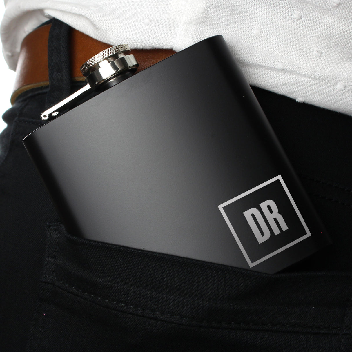 Personalised Initials Black Hip Flask: 5 - Hip Flasks By Gift Moments