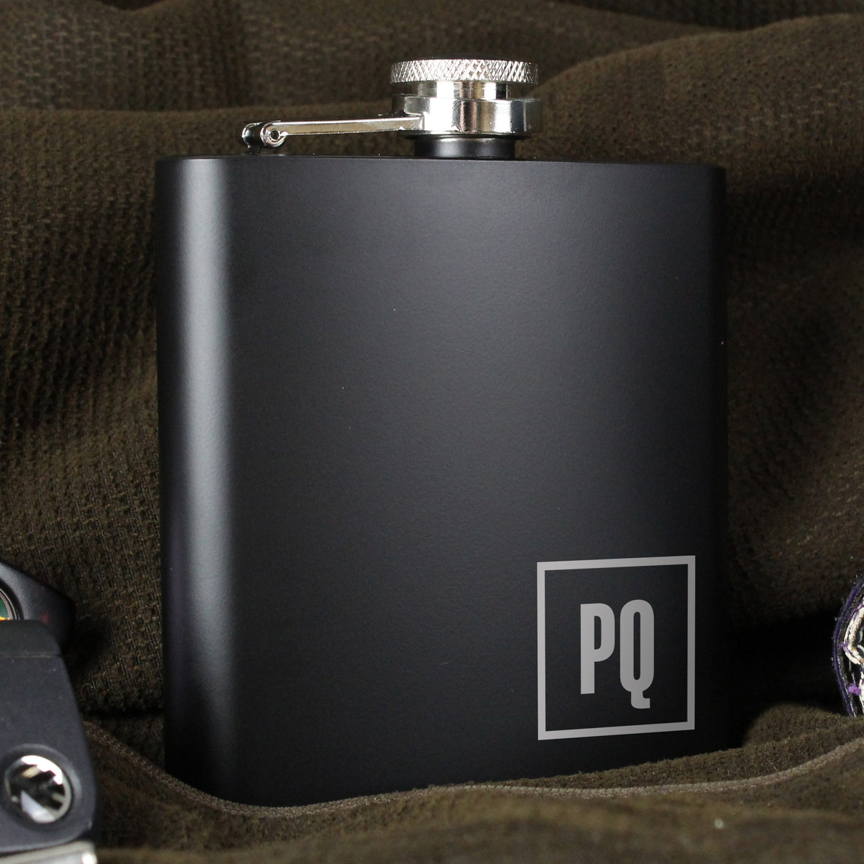 Personalised Initials Black Hip Flask: 7 - Hip Flasks By Gift Moments