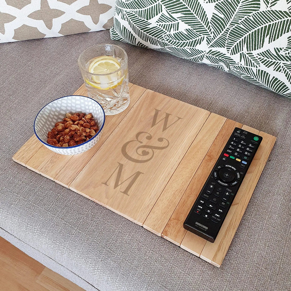 Personalised Initials Wooden Sofa Tray - Shop Coasters At Gift Moments - 5