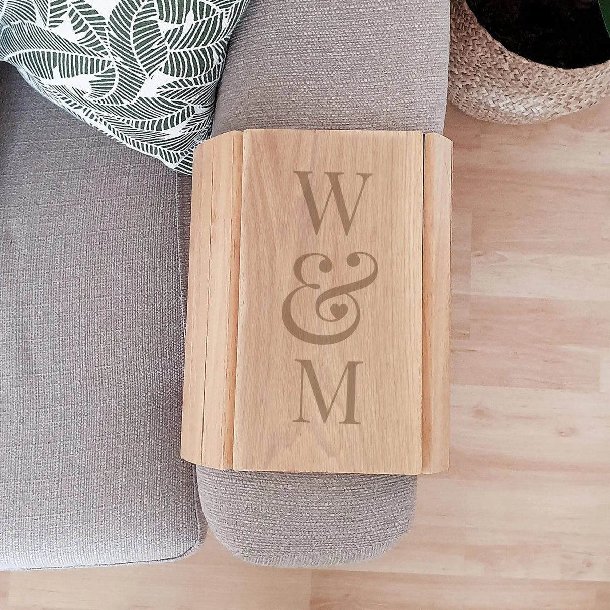 Personalised Initials Wooden Sofa Tray - Shop Coasters At Gift Moments - 2