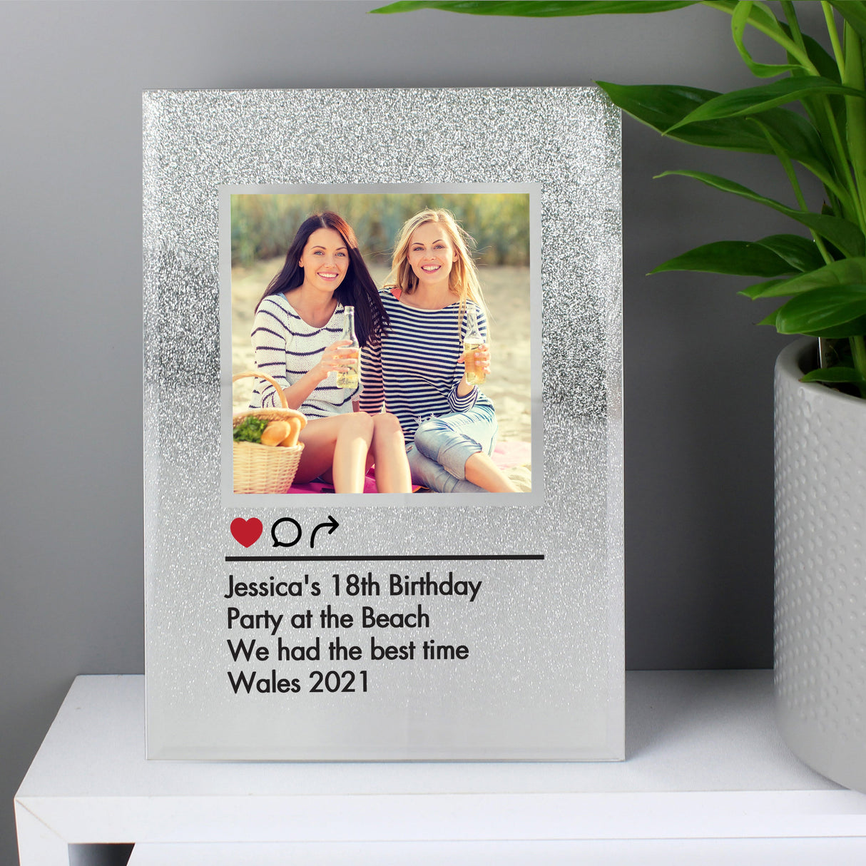Personalised Instagram Post 4x4 Glitter Glass Photo Frame: 2 - Photo Frames By Gift Moments