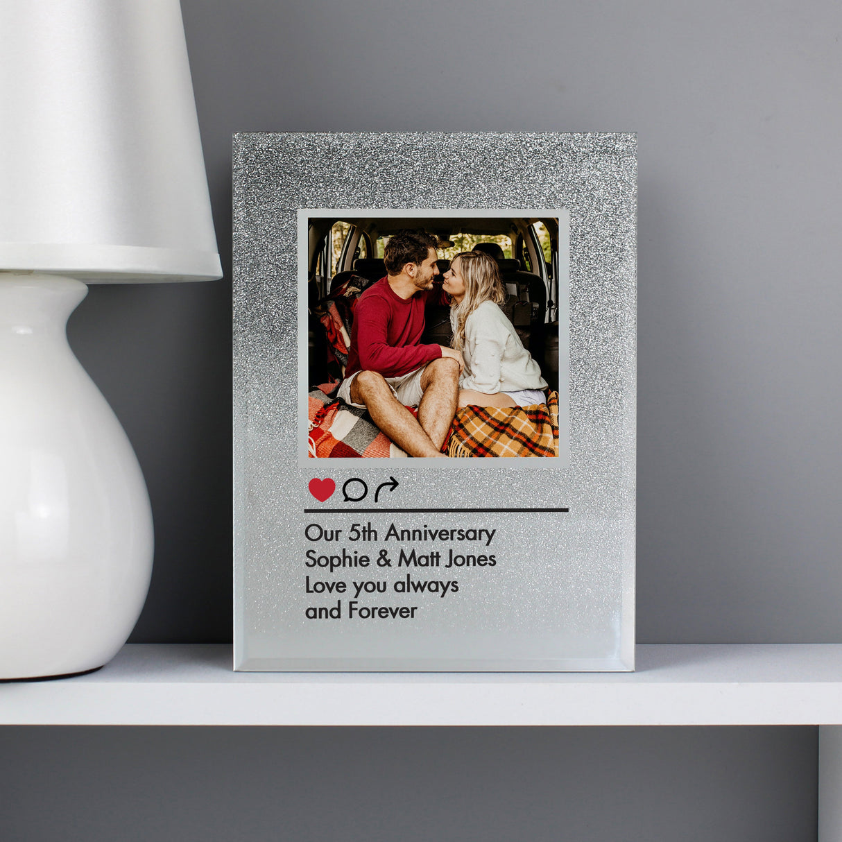 Personalised Instagram Post 4x4 Glitter Glass Photo Frame: 3 - Photo Frames By Gift Moments