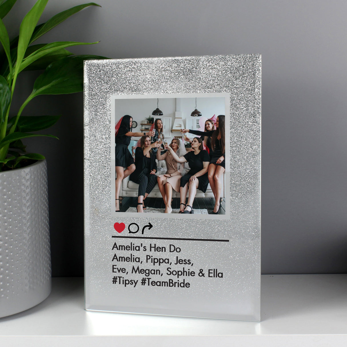 Personalised Instagram Post 4x4 Glitter Glass Photo Frame: 6 - Photo Frames By Gift Moments
