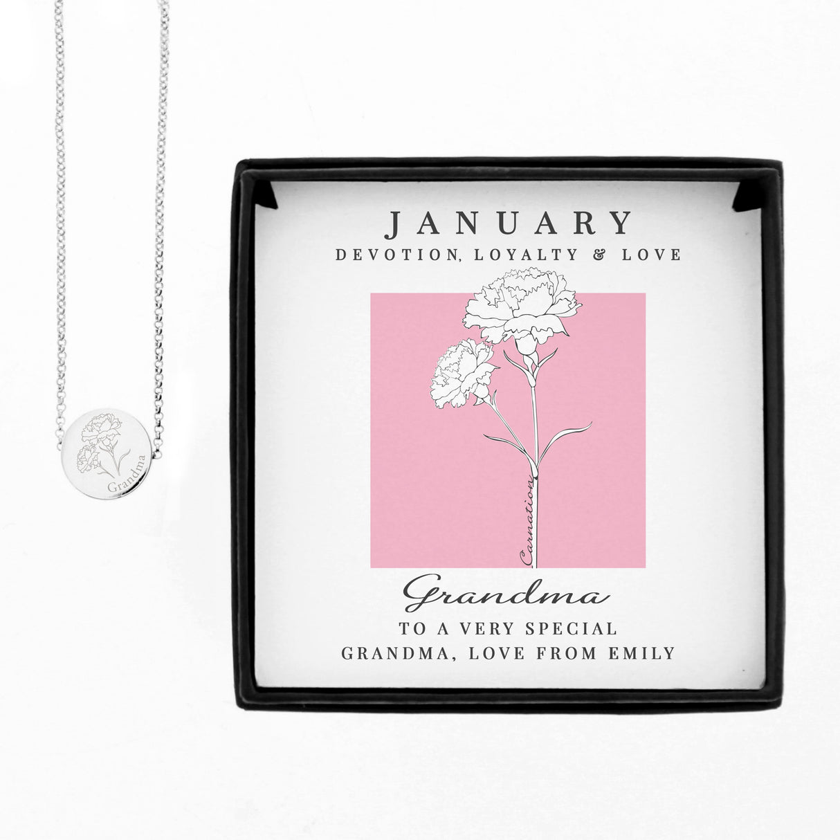 Personalised January Birth Flower Necklace and Box: 5 - Necklaces By Gift Moments