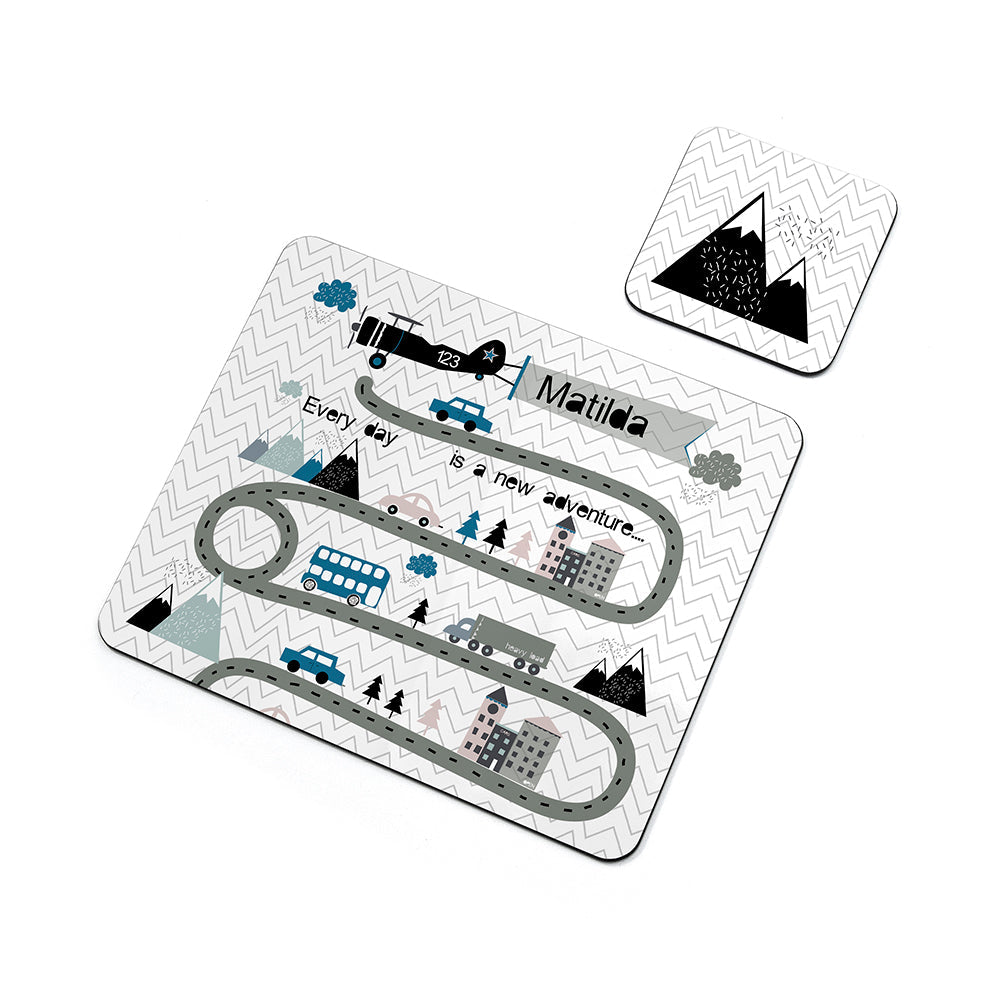 Personalised Kid’s Adventure Placemat & Coaster Set: 3 - Placemats By Gift Moments