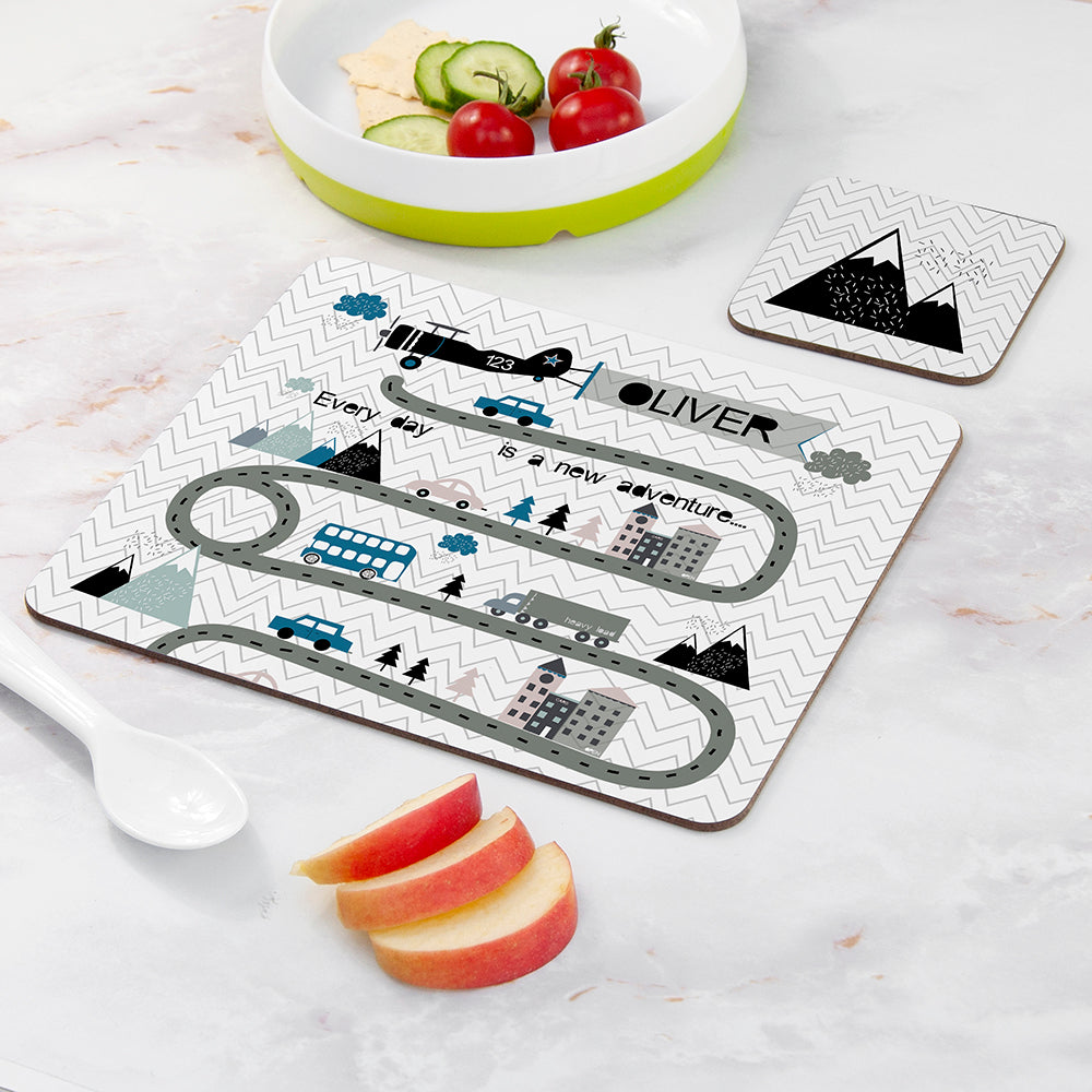 Personalised Kid’s Adventure Placemat & Coaster Set: 2 - Placemats By Gift Moments