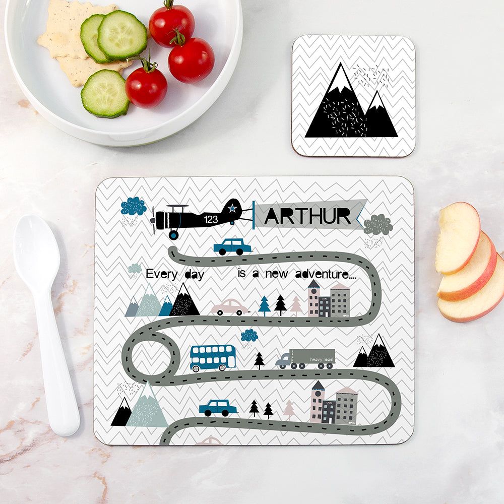 Personalised Kid’s Adventure Placemat & Coaster Set: 1 - Placemats By Gift Moments
