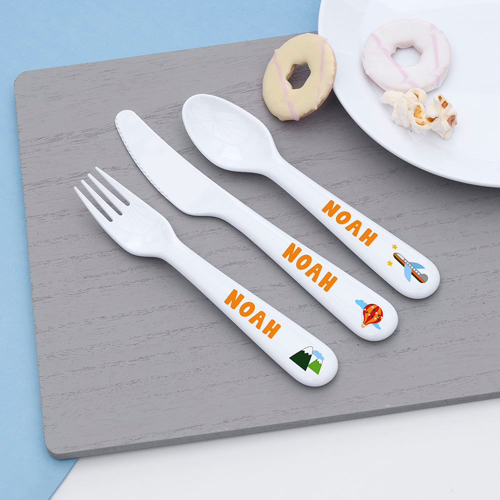 Personalised Kids Adventure Plastic Dining Set: 4 - Tableware By Gift Moments