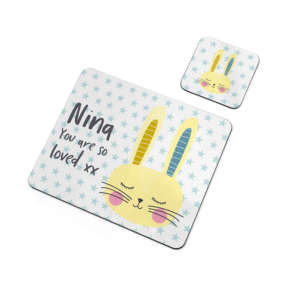 Personalised Kid’s Bunny Placemat & Coaster Sets: 12 - Placemats By Gift Moments