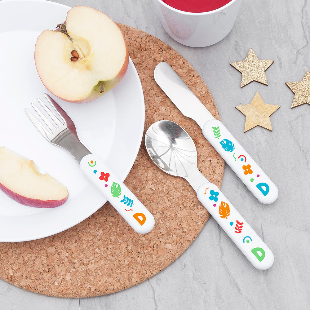 Personalised Kids Colourful Shapes Cutlery Set - Shop Cutlery Sets At Gift Moments - 2