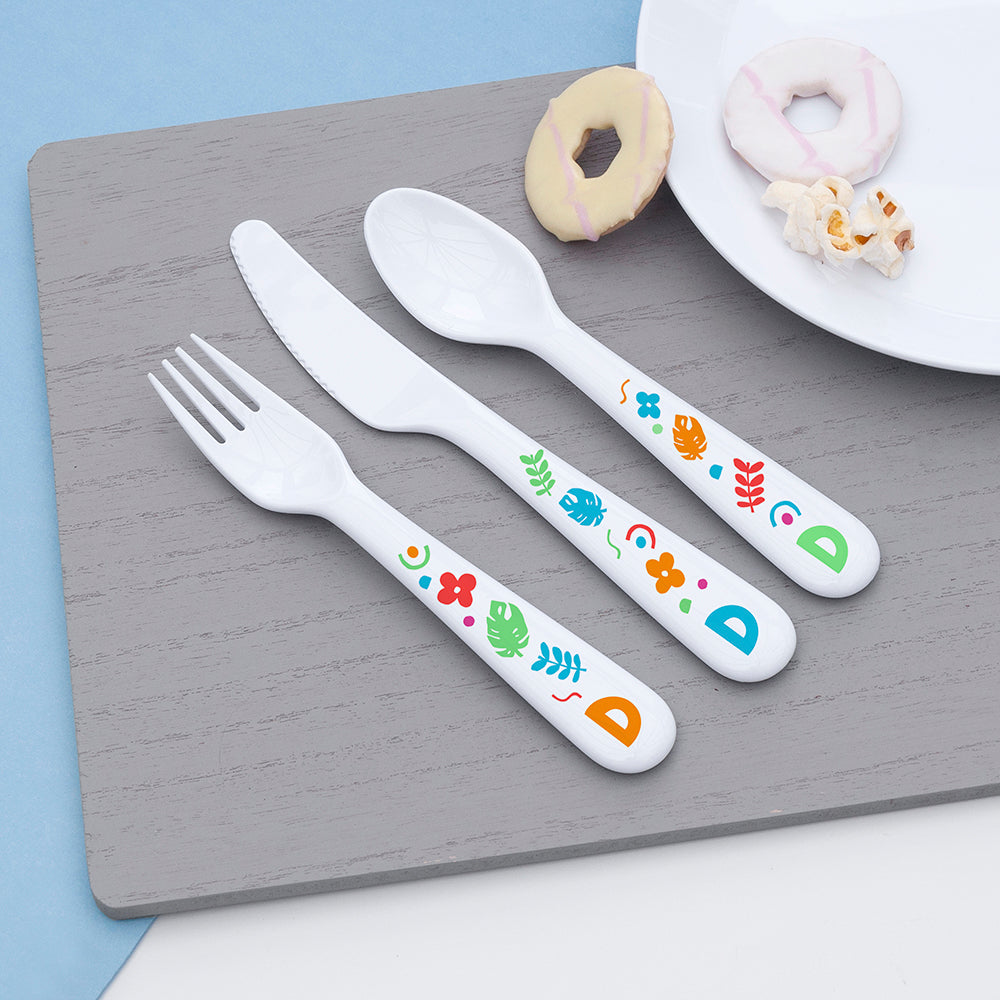 Personalised Kids Colourful Shapes Plastic Dining Set: 4 - Tableware By Gift Moments