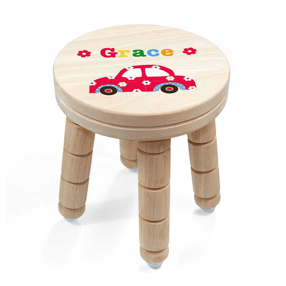 Personalised Kid’s Cute Car Wooden Stool: 3 - Wooden Stools By Gift Moments