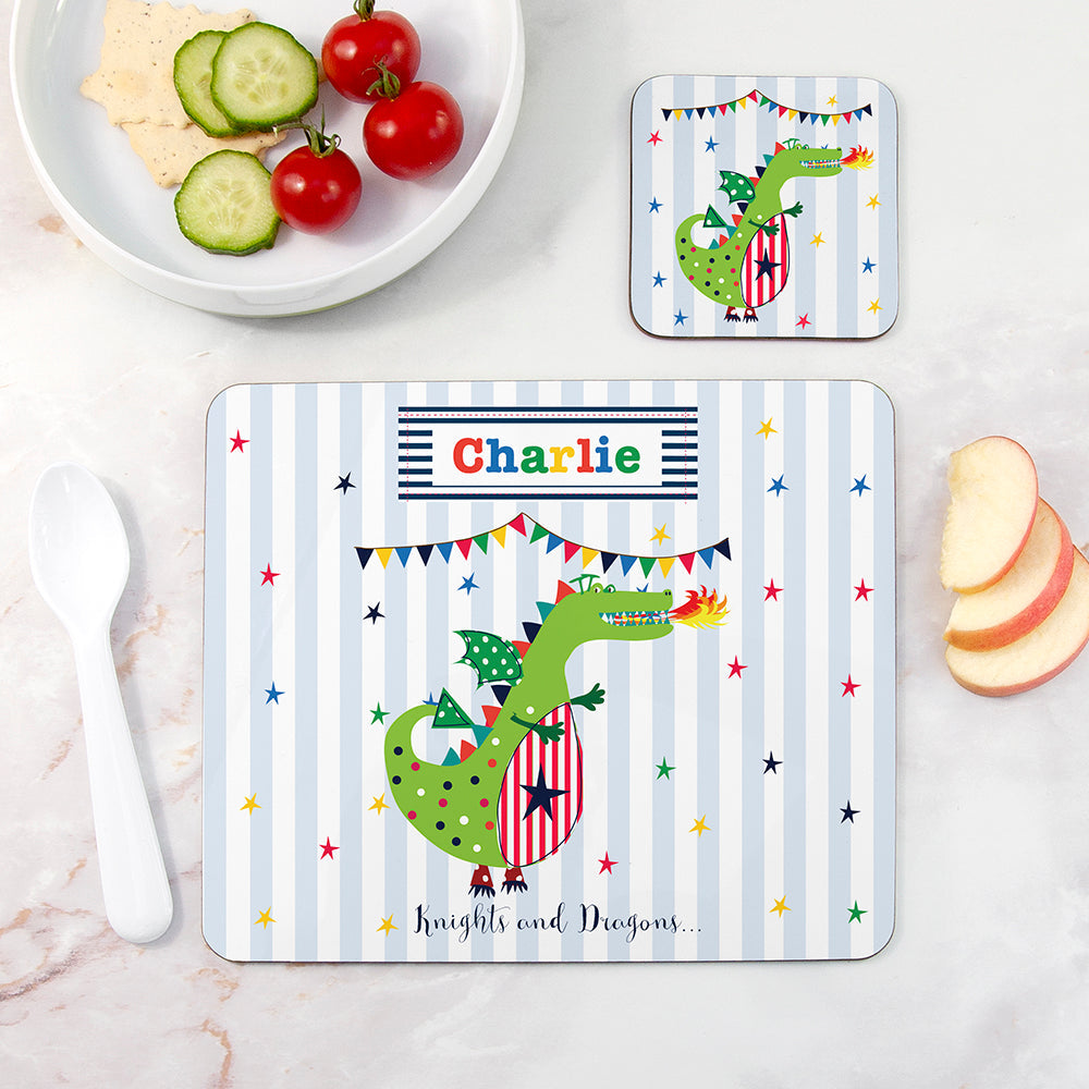 Personalised Kid’s Dragon Placemat & Coaster Set: 1 - Placemats By Gift Moments