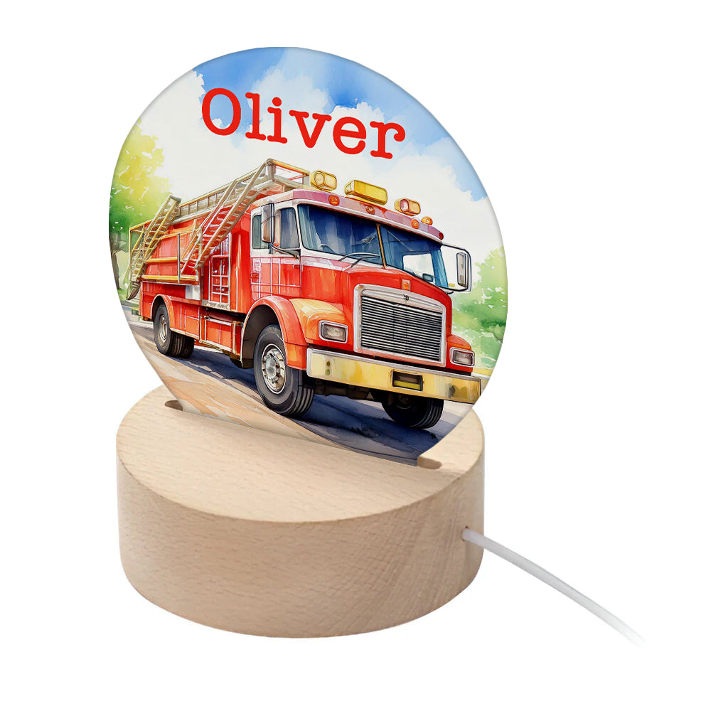 Personalised Kid’s Fire Truck LED Night Light: 1 - LED Lighting By Gift Moments