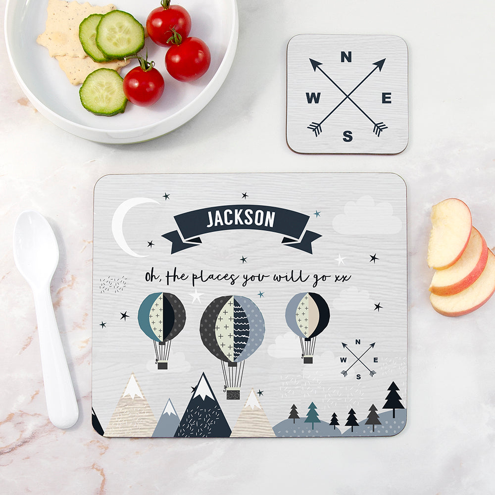 Personalised Kid’s Hot Air Balloon Placemat & Coaster Set: 1 - Placemats By Gift Moments
