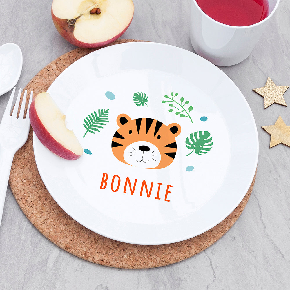 Personalised Kids Jungle Animal Plastic Dining Set: 3 - Tableware By Gift Moments