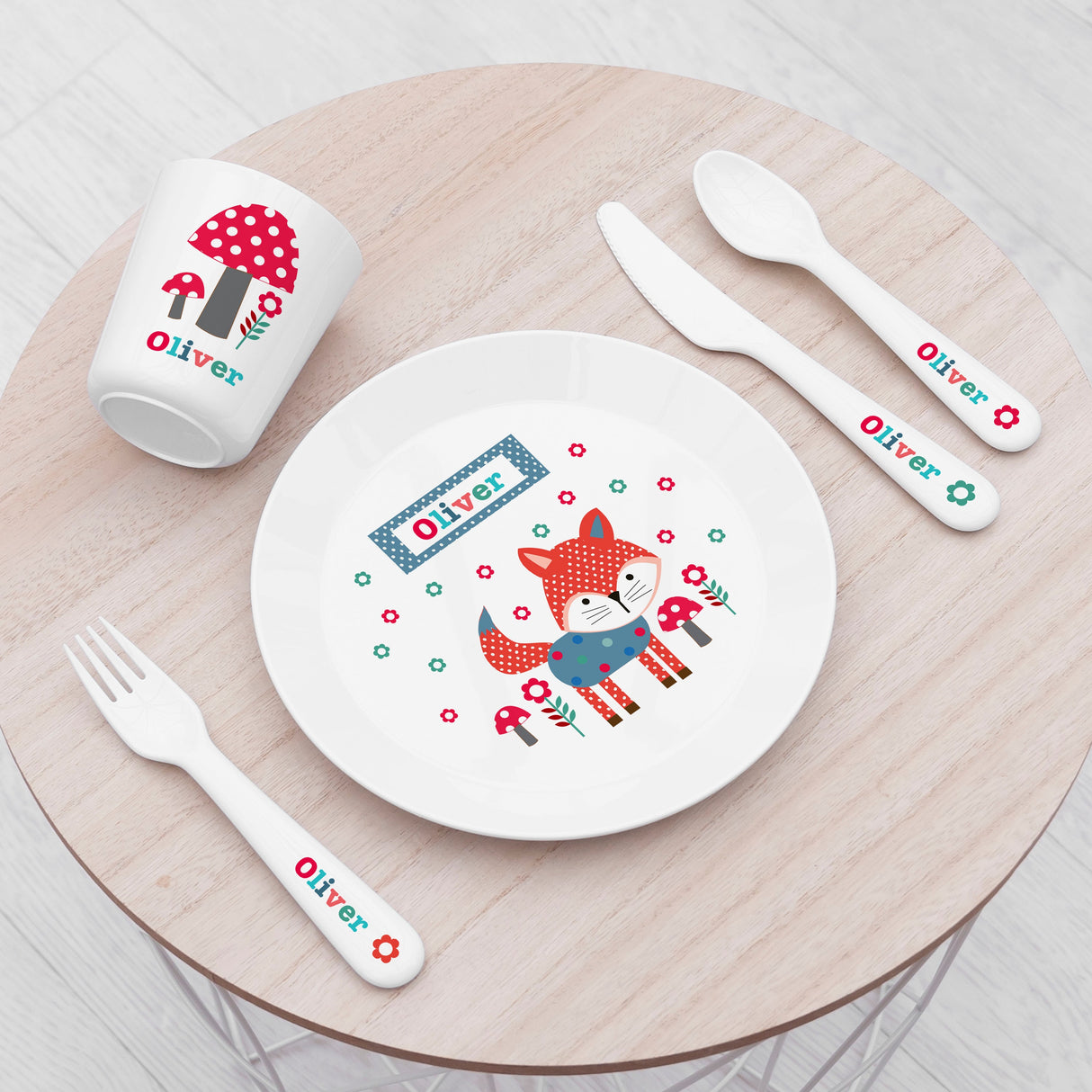 Personalised Kids Little Fox Dining Set: 2 - Tableware By Gift Moments
