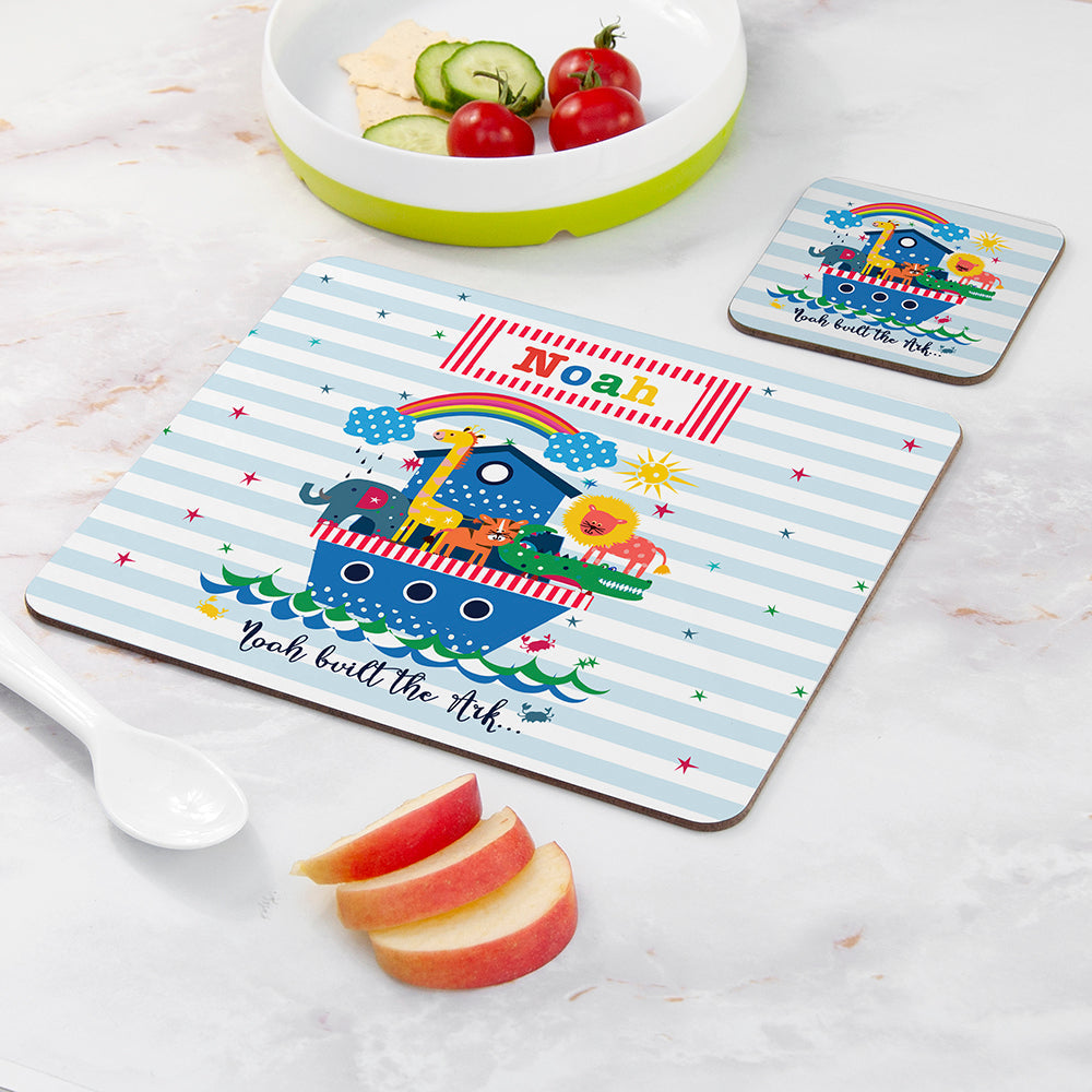 Personalised Kid’s Noah’s Ark Placemat & Coaster Set: 2 - Placemats By Gift Moments