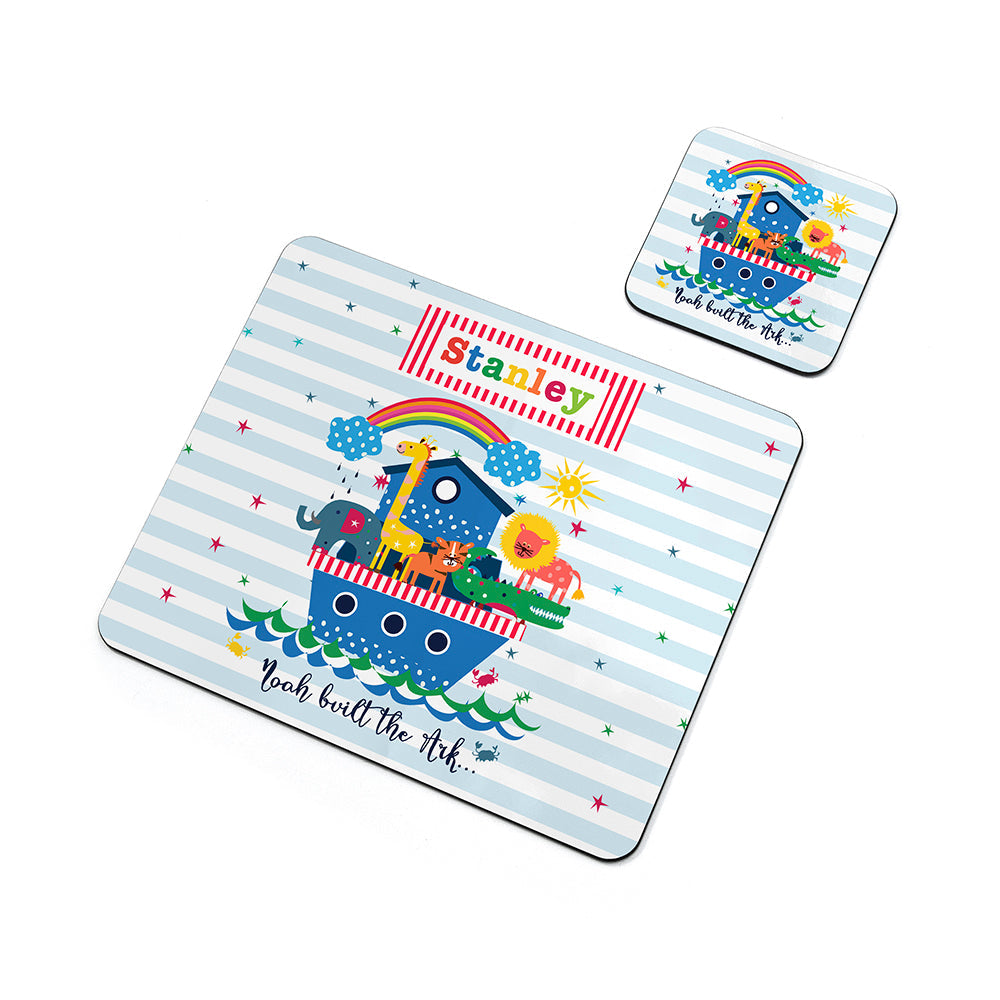 Personalised Kid’s Noah’s Ark Placemat & Coaster Set: 3 - Placemats By Gift Moments