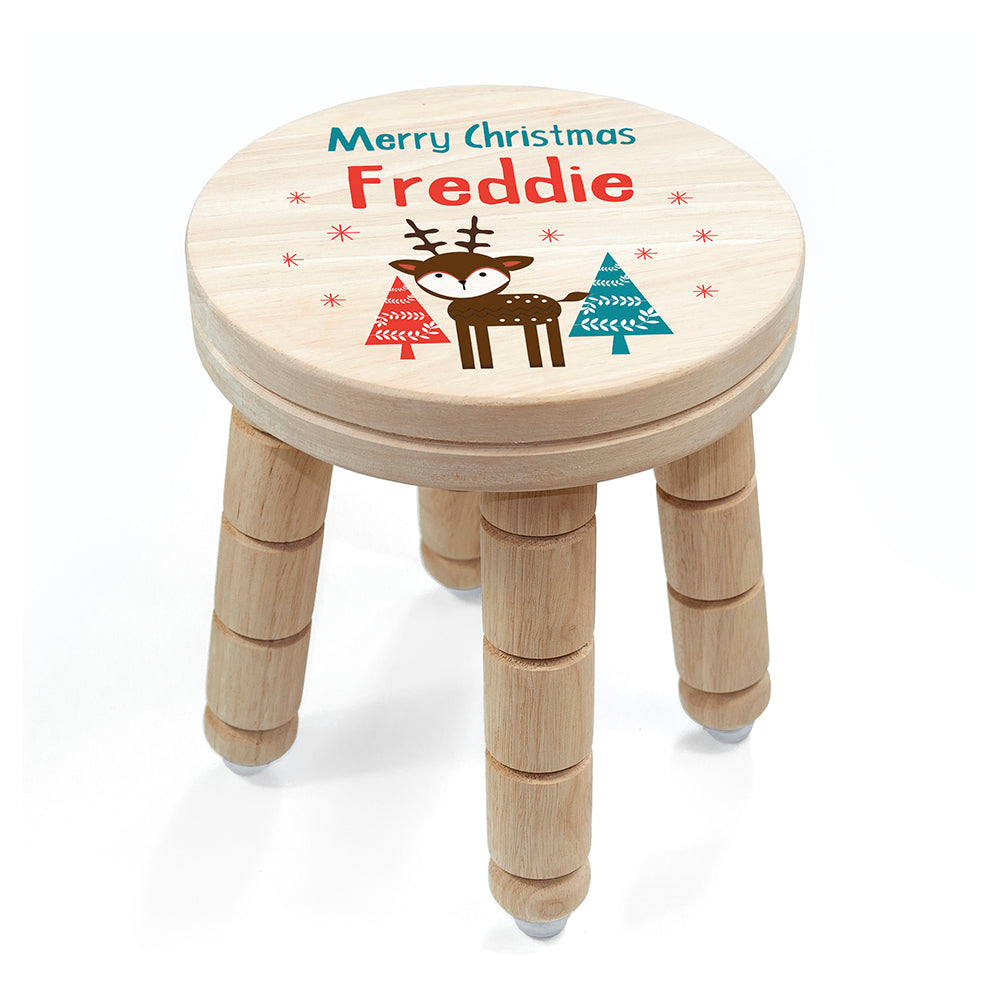 Personalised Kid’s Reindeer Wooden Stool: 3 - Wooden Stools By Gift Moments