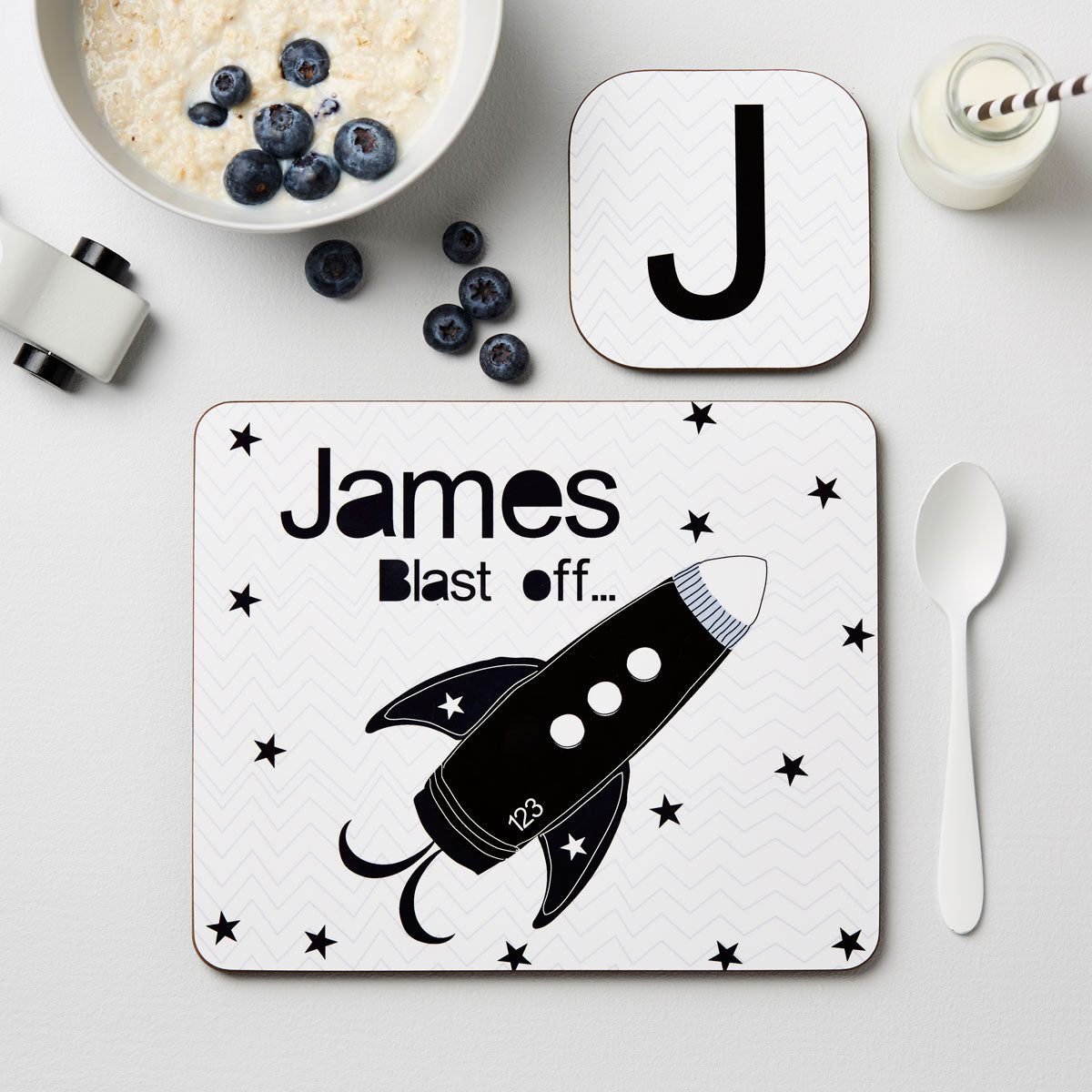 Personalised Kid’s Rocket Placemat & Coaster Set: 1 - Placemats By Gift Moments