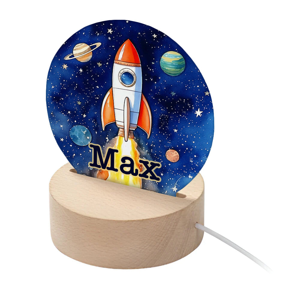 Personalised Kid’s Rocket Ship LED Night Light: 1 - LED Lighting By Gift Moments