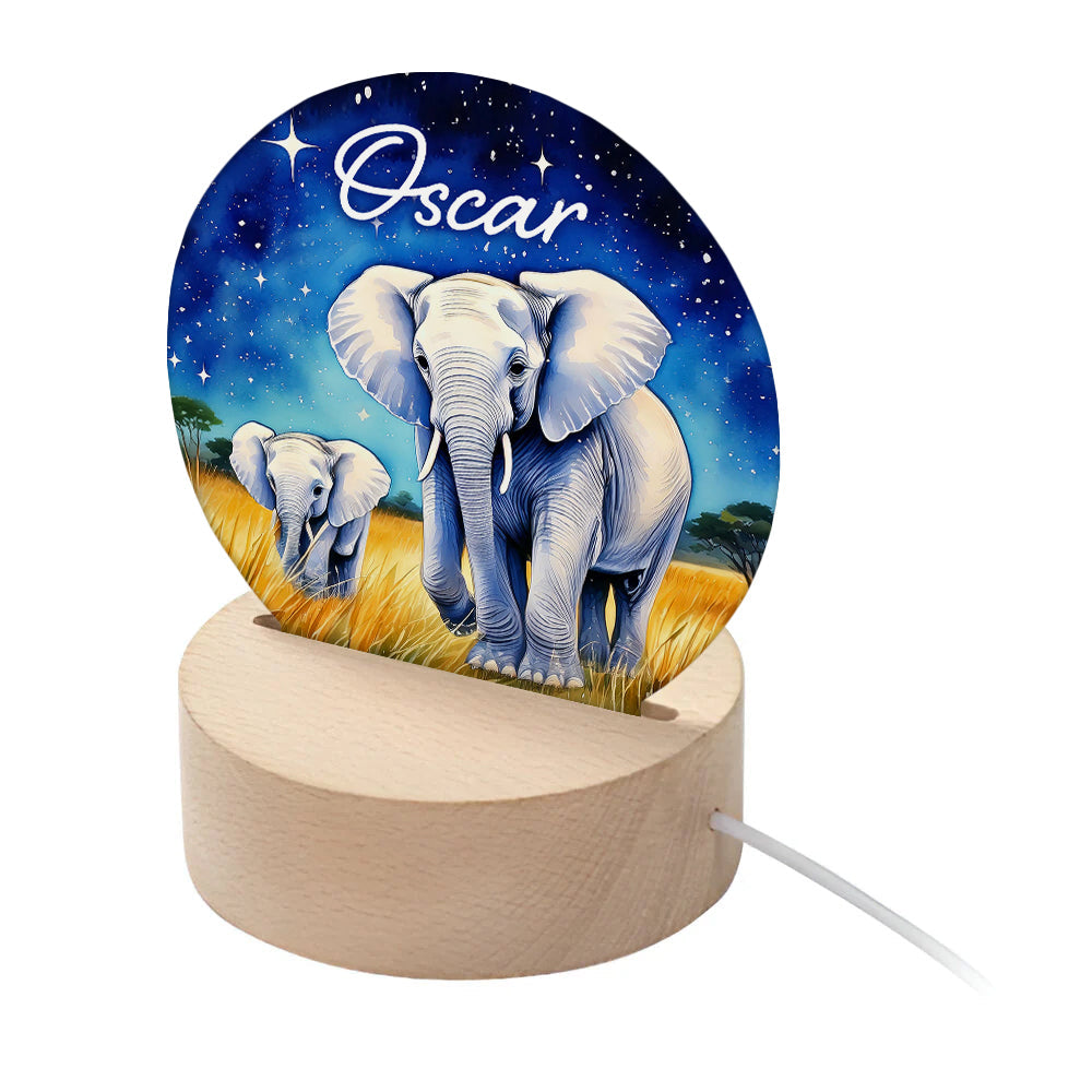 Personalised Kid’s Safari Elephants LED Night Light: 1 - LED Lighting By Gift Moments