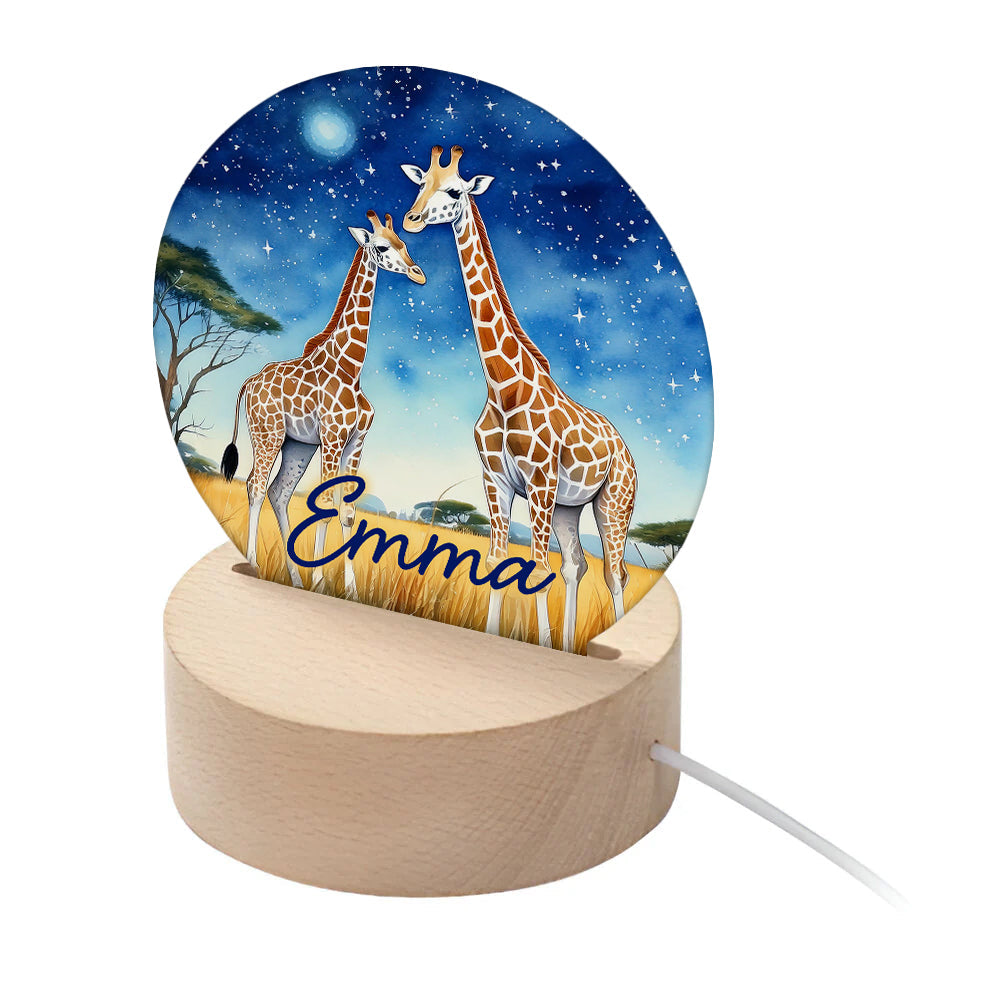 Personalised Kid’s Safari Giraffes LED Night Light: 1 - LED Lighting By Gift Moments
