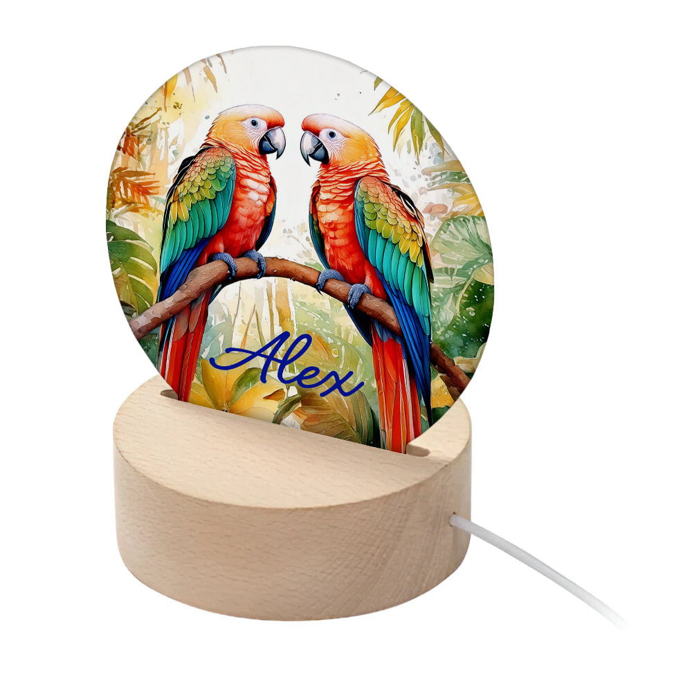 Personalised Kid’s Tropical Parrots LED Night Light: 1 - LED Lighting By Gift Moments
