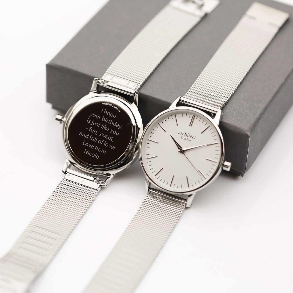 Personalised Ladies Architect Blanc Watch Silver Mesh - Shop Watches At Gift Moments - 6