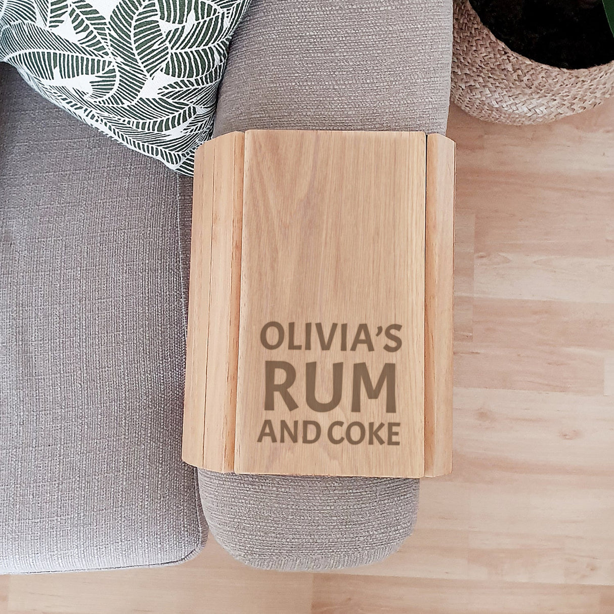 Personalised Large Free Text Wooden Sofa Tray: 3 - Coasters By Gift Moments