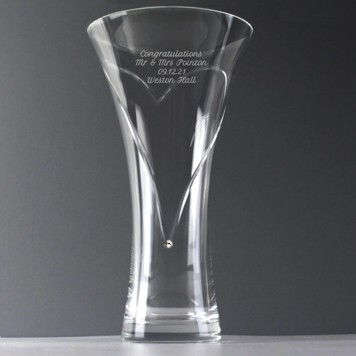 Personalised Large Hand Cut Diamante Heart Vase - Shop Vases At Gift Moments - 2