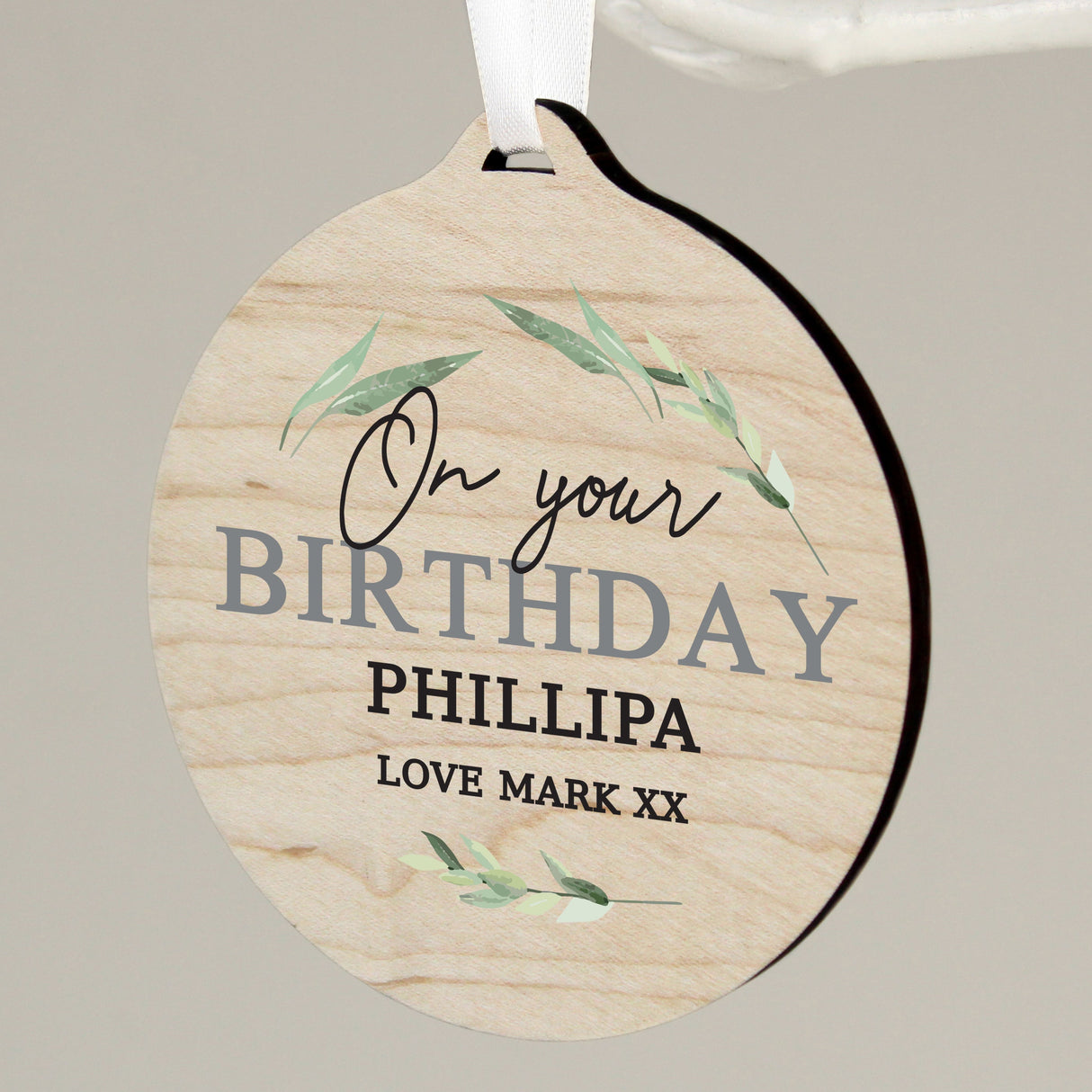 Personalised Leaf Decor Round Wooden Decoration - Shop Decorations At Gift Moments - 7
