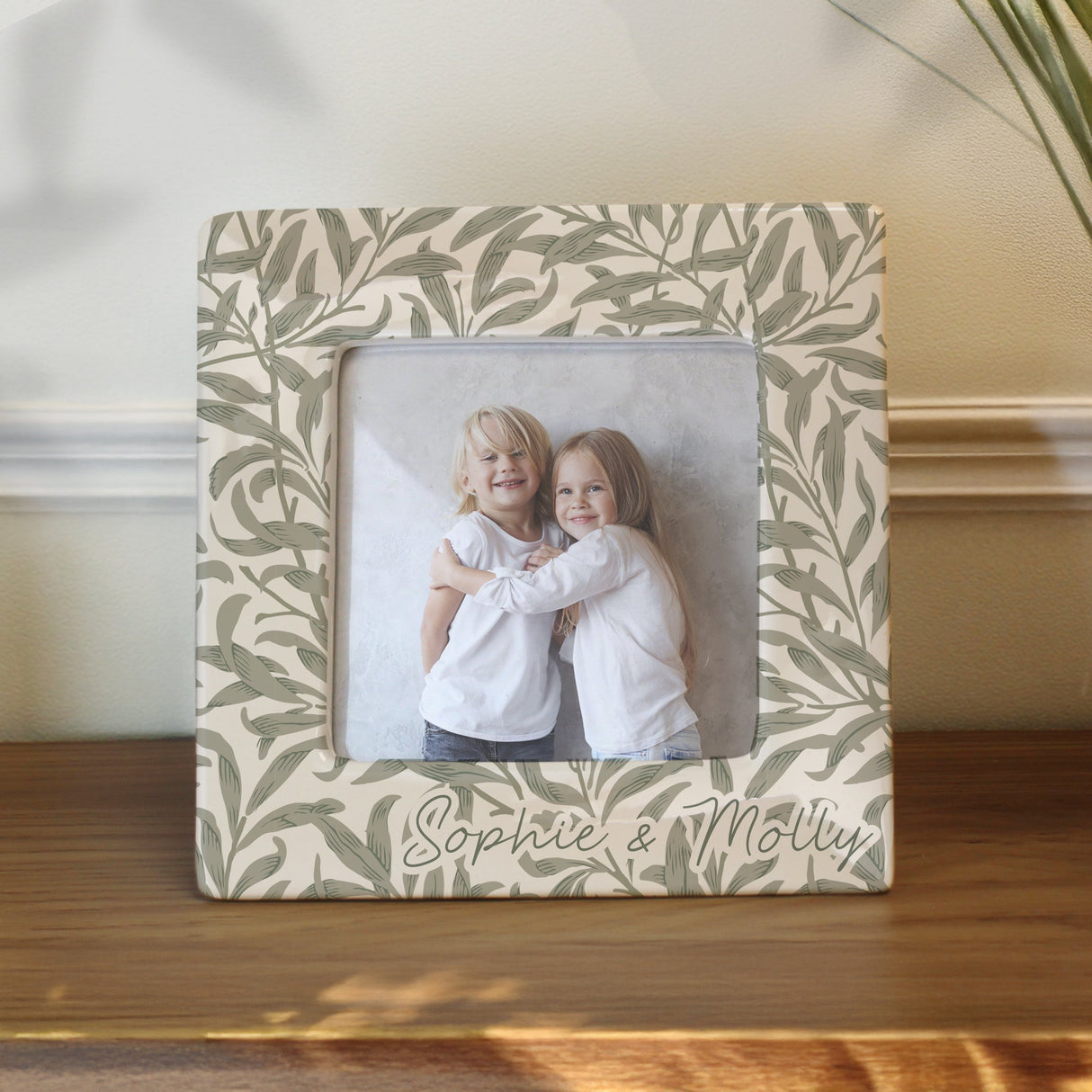 Personalised Leaf Print Ceramic 4x4 Frame: 2 - Photo Frames By Gift Moments