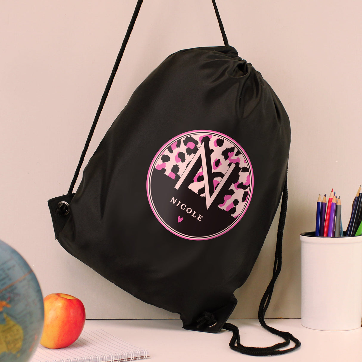 Personalised Leopard Print Black Kit Bag - Shop Kids Bags At Gift Moments - 3