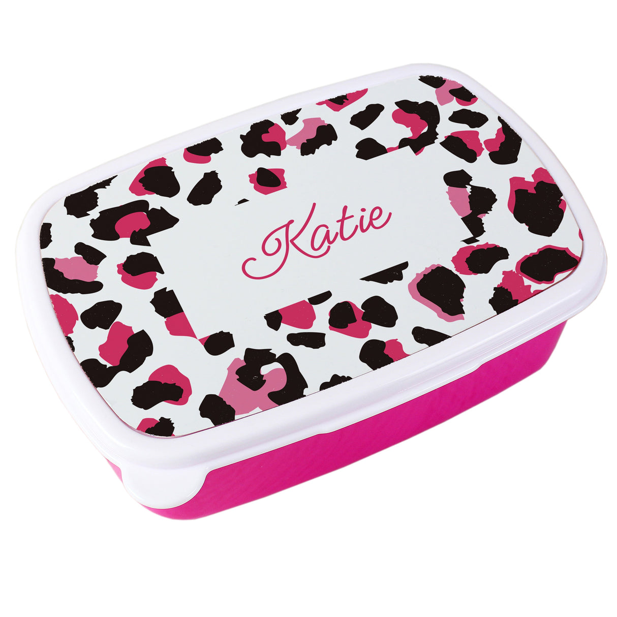 Personalised Leopard Print Name Only Pink Lunch Box: 5 - Lunch Boxes & Bags By Gift Moments