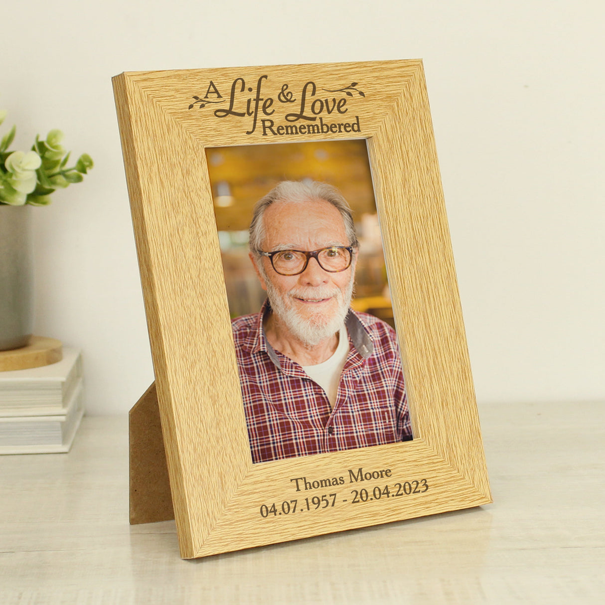 Personalised Life & Love 6x4 Oak Finish Photo Frame: 2 - Photo Frames By Gift Moments