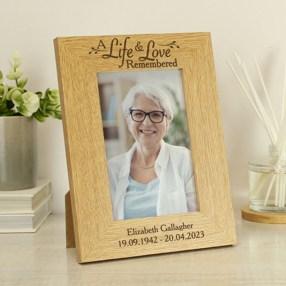 Personalised Life & Love 6x4 Oak Finish Photo Frame: 1 - Photo Frames By Gift Moments