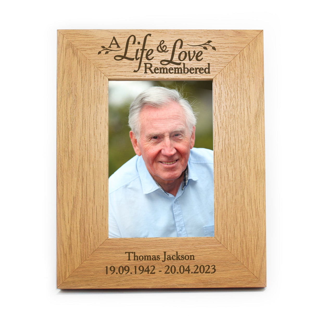 Personalised Life & Love 6x4 Oak Finish Photo Frame: 3 - Photo Frames By Gift Moments