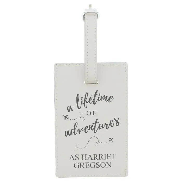 Personalised ’Lifetime of Adventures’ Cream Luggage Tag - Shop Luggage Tags At Gift Moments - 3