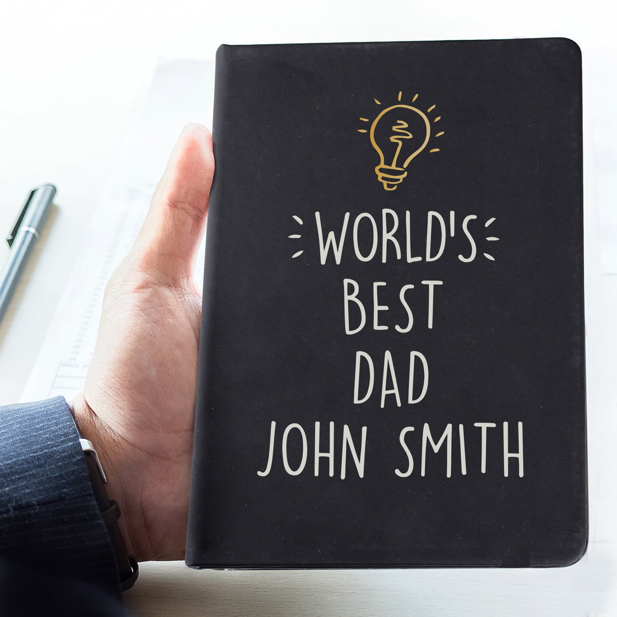 Personalised Light Bulb Black Hardback Notebook - Shop Notebooks At Gift Moments - 2