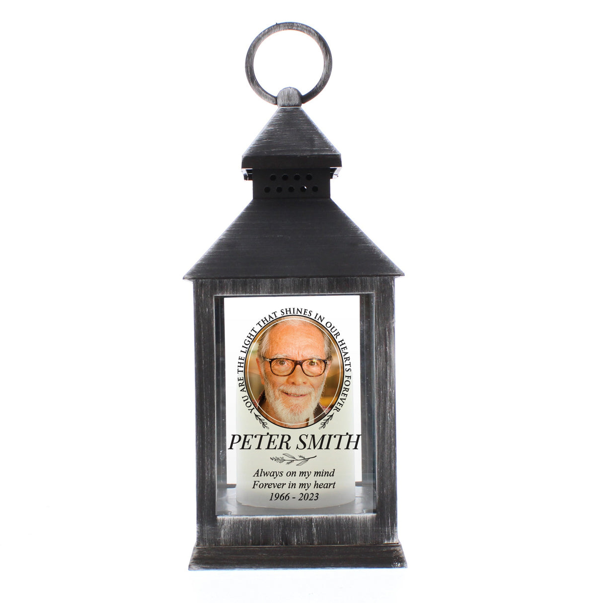 Personalised Light In Our Hearts Photo Upload Black Lantern - Shop LED Lighting At Gift Moments - 5