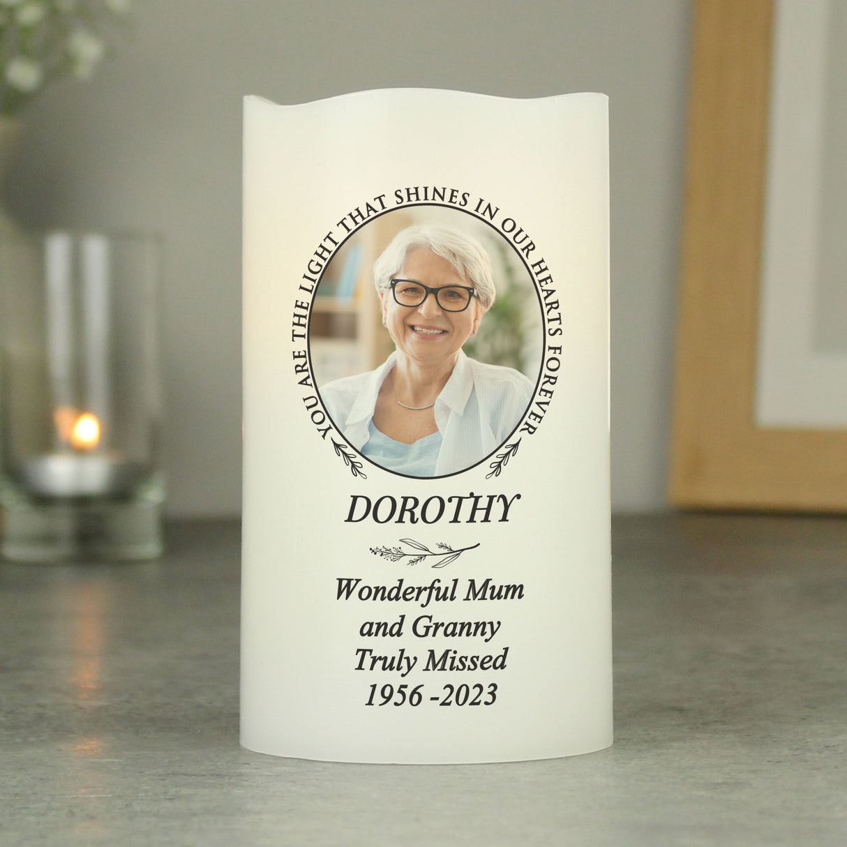Personalised Light In Our Hearts Photo Upload LED Candle - Shop Flameless Candles At Gift Moments - 1