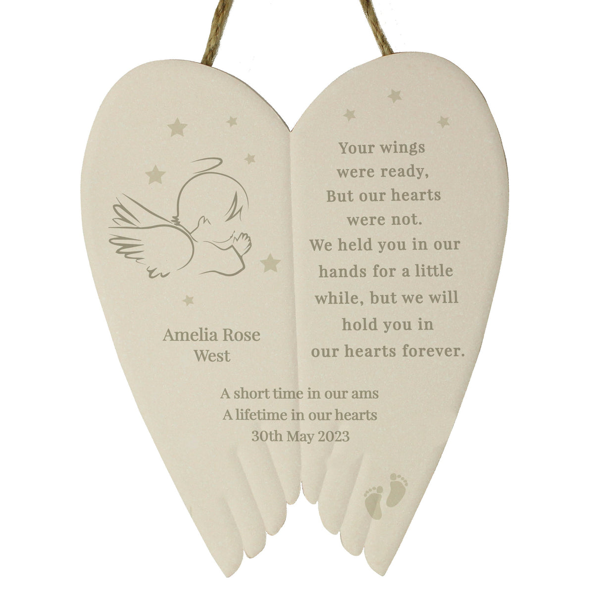 Personalised Little Angel Ceramic Wings: 4 - Memorials By Gift Moments