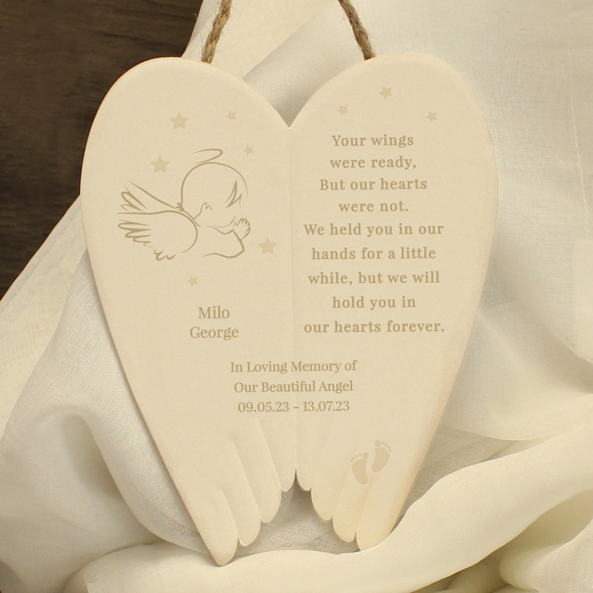Personalised Little Angel Ceramic Wings: 3 - Memorials By Gift Moments