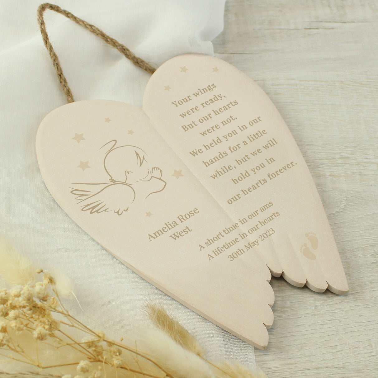 Personalised Little Angel Ceramic Wings: 2 - Memorials By Gift Moments