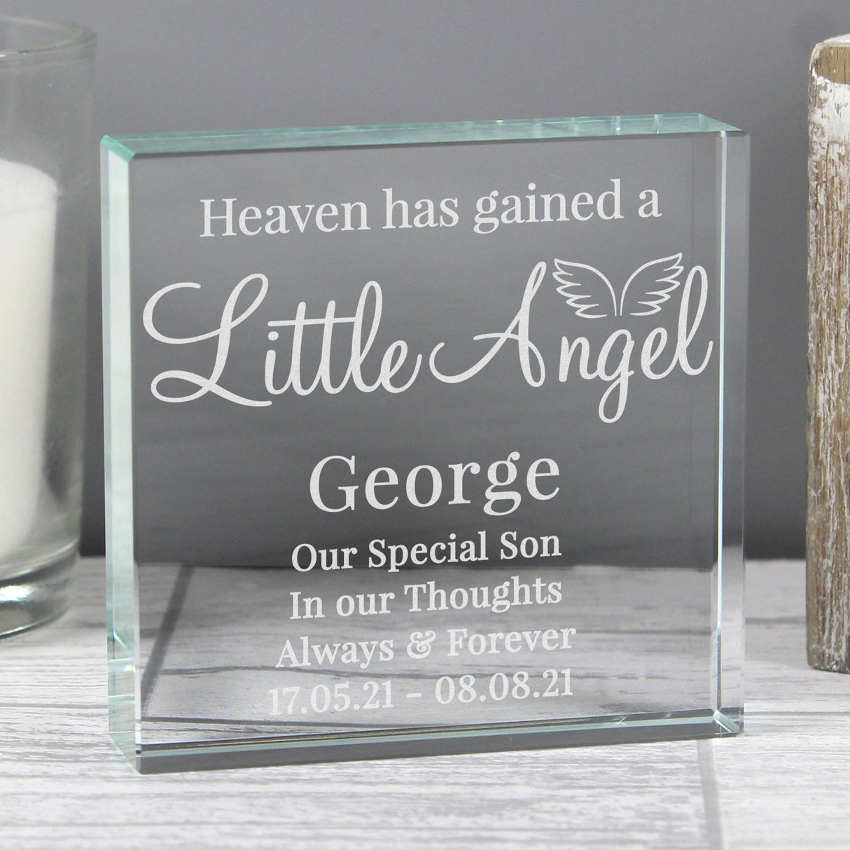 Personalised Little Angel Crystal Token: 3 - Crystal Tokens By Gift Moments