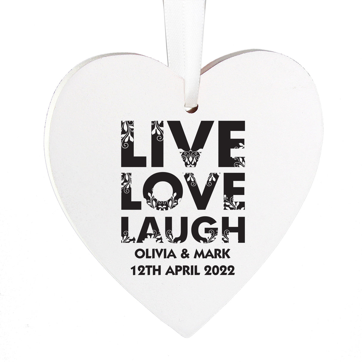 Personalised Live Love Laugh Wooden Heart Decoration - Shop Decorations At Gift Moments - 3